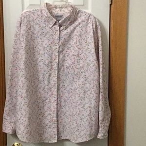 Cabin Creek Wrinkle Free Shirt 24W long sleeve pink floral new
